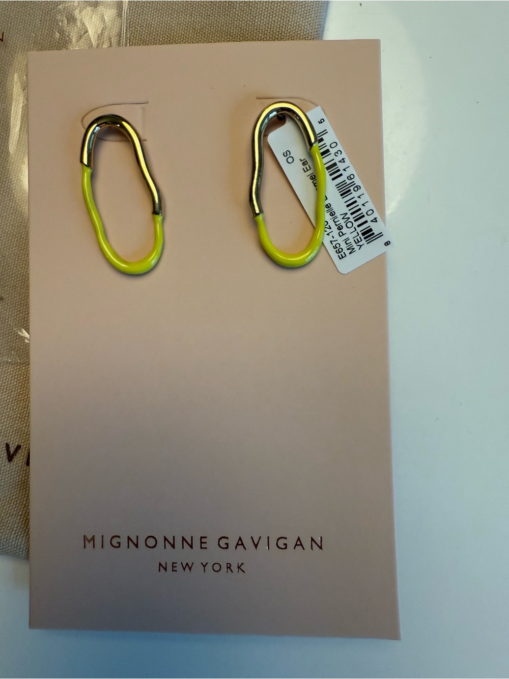 Mignonne Gavigan Neon Yellow Enamel and Gold Earrings